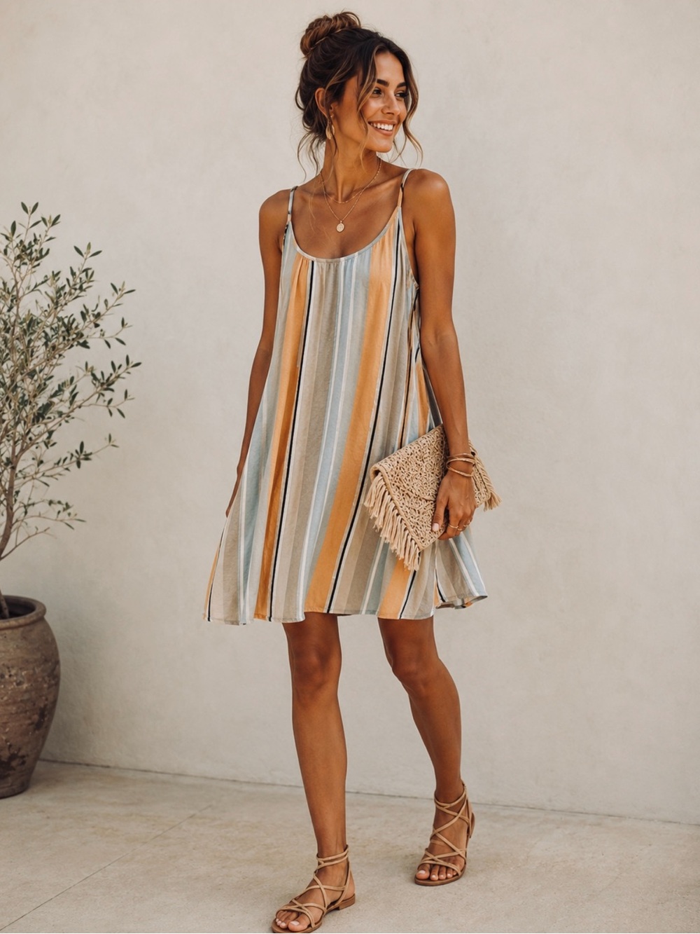 Anthropologie Dolan Striped Laurel Swing Dress M Coastal Casual Boho Chic EUC
